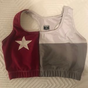 Maroon TX Flag Sports Bra